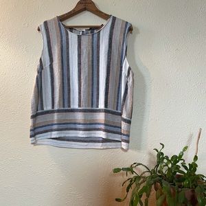 Stripe Linen blend Box Tank